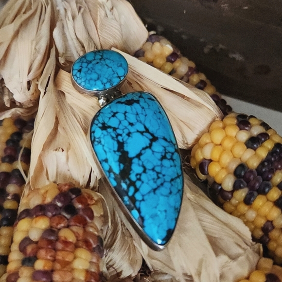 Incredible Large Native American Navajo Turquoise Pendant 💙